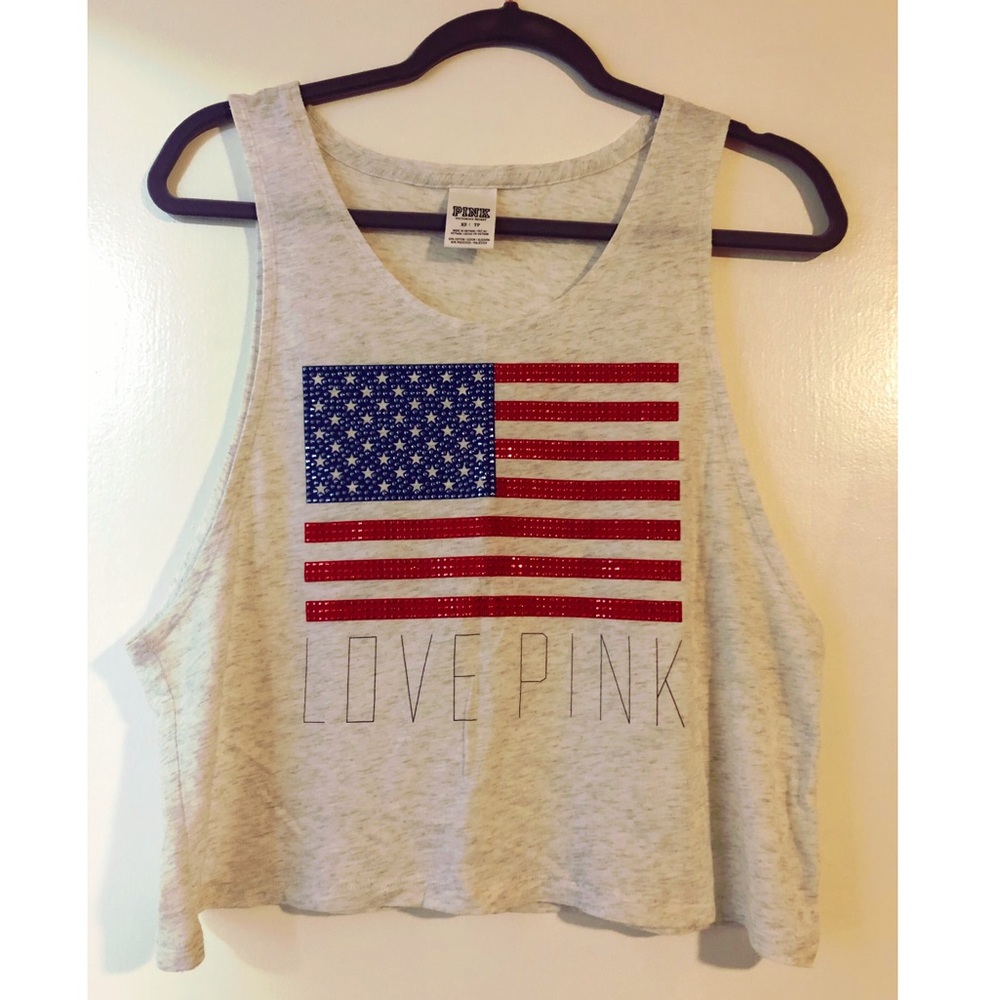 PINK 4th of July American Flag Crop Top Tank
